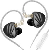 Resim KZ Krila 4 Seviyeli Ayarlanabilir Hibrid Kulaklık Kulaklıklar, KZ HiFi BA DD Ağır Bas Kulak İçi Kulaklıklar, Çıkarılabilir Gümüş Kablolu Kulaklık (Siyah, Mikrofonlu) 