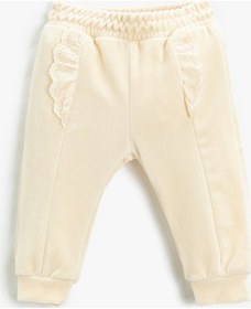 Resim Koton Kadife Jogger Eşofman Altı Fisto Detaylı Beli Lastikli Bej 3wmg40119ak 3WMG40119AK050 Ekru 
