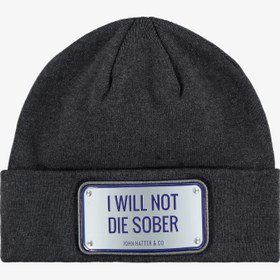 Resim John Hatter&Co"I Will Not Die Sober"Erkek Gri Bere 