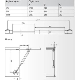 Resim Esranın Dünyası Runa Gazlı Piston Amortisör 60N (2, Beyaz) 