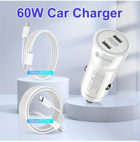 Resim Topshop1 60w Hızlı Usb C Araç Şarj Aleti İphone Uyumlu 16/15 Pro Max Samsung S24 Ultra İçin 100cm+200cm Kablolu 