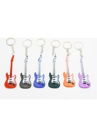Resim Diyez Müzik Siyah Manyetikli Mor-beyaz Elektro Gitar Anahtarlık 