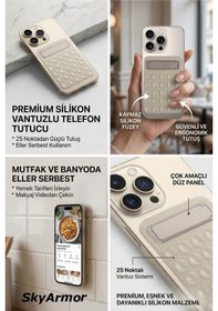 Resim Standlı Silikon Telefon Tutucu Aynaya Ve Cama Yapışan Vantuzlu Selfie Standı Sky165 Krem 