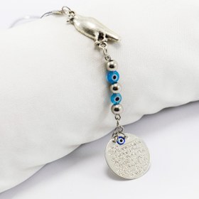 Resim biuti Kuşlu Cam Nazar Boncuklu Metal Ayetel Kürsi Dualı Araba Dikiz Ayna Süsü, Yeni Araba Hediyesi 