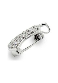 Resim Oya Silver Zirkon Baget Taşlı Yaprak Gümüş Broş 2.9x1.4cm Oysyb004 
