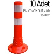 Resim KKDSTOCK Work Safety Equipment Esnek Otopark Dubası Plastik Yol Şerit Ayırıcı Trafik Dubası 45 cm Reflektörlü Delinatör 10 Adet 