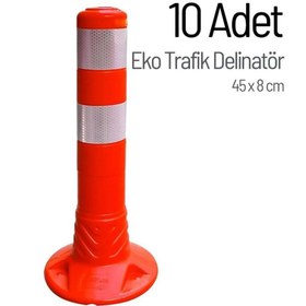 Resim KKDSTOCK Work Safety Equipment Esnek Otopark Dubası Plastik Yol Şerit Ayırıcı Trafik Dubası 45 cm Reflektörlü Delinatör 10 Adet 
