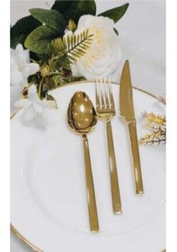 Resim Gold Titanyum Çatal Kaşık Bıçak Seti 18 Parça Gri 