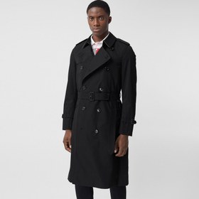 Resim Burberry The Long Chelsea Heritage Erkek Siyah Trençkot 