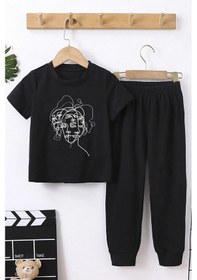 Resim Uyguntarz Sunny Kids Woman One Line Alt - Üst Eşofman Takımı Siyah 
