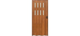 Resim Faran Dekorasyon 160 x 215 Ceviz Renk Camlı Pvc Akordiyon Katlanır Kapı - Frnakmodel-70 