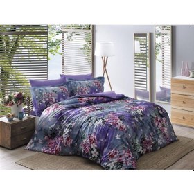 Resim Taç Dijital Saten Yorgan Seti King Size Daphne Lila 