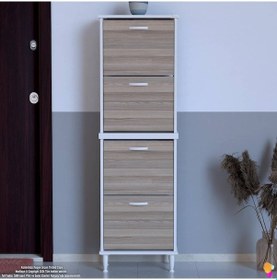 Resim Modilayn Umay' 2 Li Kapı Önü 52x168x 26 Cm Lik 4 Düşer Kapak 8 Göz Bölmeli Ayakkabılık Beyaz Cordoba 