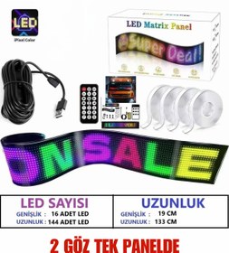 Resim teknotrust 133 Cm Matrx Led Panel Cama Yapışan Yazı Yazan Telefon Kontrollü Led Ekran (16*144)TIR-KAMYON-TABELA 
