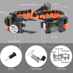 Resim Orcamp OUT-4300 Paracord Kahve Hayatta Kalma Bilekliği 