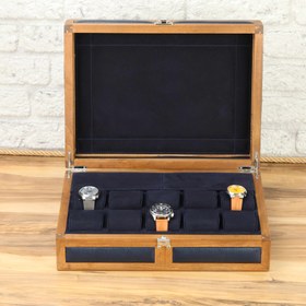 Resim Heritage 10 Ahşap Saat Kutusu / Lacivert - 10 Saat için 