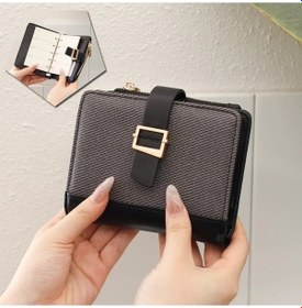 Resim Ankatek Yüksek Yeni Toka Şerit Pu Kısa Fermuar Doku Deri Defter Cüzdan Çoklu Black Black 2025 1310 Wc Siyah Siyah 