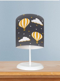 Resim Mekta Home Bebek Ve Çocuk Odası Uçan Balon Ve Bulut Desenli Gri Abajur 