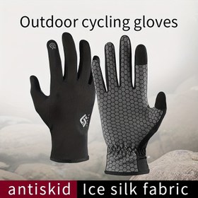 Resim 1 Çift Erkek ve Kadın Binicilik Eldiveni - Anti-Slip Tutuş, Buz İpek Kumaş, Dış Mekan Bisikleti, At Biniciliği ve Sporlar için Tam Parmak Tasarımı ile Nefes Alabilen Dokunmatik Binicilik Eldivenleri 