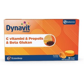 Resim Dynavit Herbal C Vitamini & Propolis & Beta Glukan Portakal Aromalı 16 Pastil 