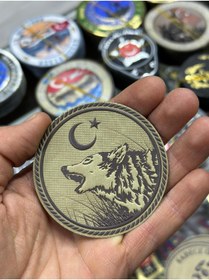 Resim KOMANDO PAZARI Ay Yıldız Ve Kurt Motifli 3D Lazer Kesim Arkası Cırtlı Patch 