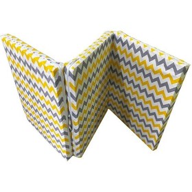 Resim Katlanır Yer Yatağı Ve Tek Kişilik Sünger Katlanır Minder Yatak 70x180 Cm 6 Cm Sarı Gri Zikzak 