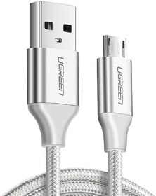 Resim Ugreen Örgülü Micro-USB & USB-A Data ve Şarj Kablosu, 1 Metre, Beyaz 