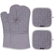 Resim Yifomall Ev Fırın Eldiveni Ve Tencere Altlığı Seti 4 Parça - Isıya Dayanıklı, Ev Kullanıma Uygun, Gri Renk 2 Eldiven + 2 Altlık 