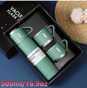 Resim Elmpaly 500 Ml 16.9 Oz Green Paslanmaz Çelik Termos Seti Sıcak Soğuk İçecek Seyahat Ofis 