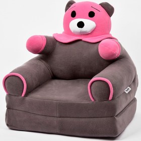 Resim Beibons Anti Bakteriyel Portatif Katlanabilir Sünger Çocuk Koltuğu - Panda, Ayıcık Koltuk Gri Pembe 