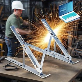 Resim 1 adet Metal Dizüstü Bilgisayar Standı, Katlanabilir Soğutma Kaldırıcı ve Yükseltme Taşınabilir Masa Destekleyici, Tablet Tutucu 