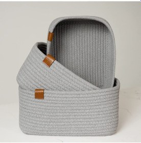 Resim Mavaux Incienso 3'lü Dikdörtgen Jüt Sepet Gri 