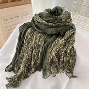 Resim Kadınlar için Retro Çiçek Desenli Eşarp - Günlük Kullanım ve Rahat Gezintiler İçin %100 Polyester Esnek Hafif Yeşil Eşarp Rastgele Vintage Desen Yeri ile Dekoratif Eşarp | Sanatsal Baskılı Eşarp | Hafif Eşarp 