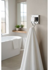 Resim Tekno Tel Ef-237 Krom Tekli Askı Bornozluk Yapışkanlı/vidalı Deliksiz Metal Banyo Askılığı Parlak Krom 