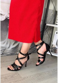 Resim Biçomi Mariya Siyah Rugan Topuklu Ayakkabı Çok Renkli 