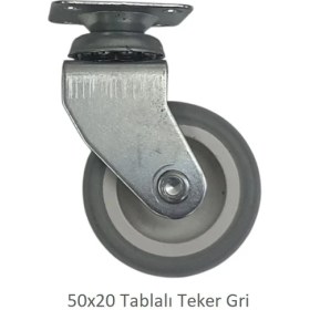 Resim Ofis Koltuk Dolap Etajer 360 Derece Döner 50 x 20 Tablalı Teker Gri 50 mm (4 Adet) 
