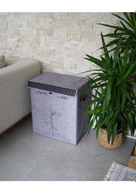 Resim Alas Teks, Deri Tutamaçlı Keçe Çamaşır Sepeti, 2 Gözlü Gri 