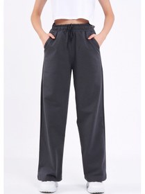 Resim Siyah-antrasit Mevsimlik Salaş Geniş Rahat Paça Yandan Cepli Kadın 2'li Eşofman Altı 001 