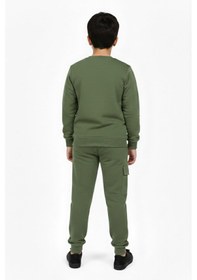 Resim Baglan Erkek Çocuk Önü Baskılı Sweatshirt Ve Eşofman Alt Takım Bgl-st05248 Yeşil 