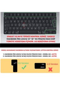 Resim NovStrap Apple Uyumlu MacBook Pro 2023 16 inç M2 A2780 Türkçe Q Klavye Siyah Klavye Koruyucu Kılıf 