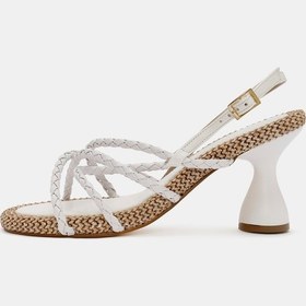 Resim Butterfly Kadın Beyaz Kordonlu Topuklu Sandalet Beyaz 