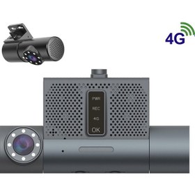 Resim Techsmart 3 Kanal 4g Araç Kamera Ön + İç + Harici Kamera 1080p Full Hd, Wifi, Gps, Gece Görüşlü Dvr 
