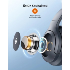 Resim TaoTronics TT-BH1121 40 mm Sürücülü Kafaüstü Bluetooth Kulaklık 20 Saat Müzik BT 5.3 Çift Cihaz Desteği - Siyah 