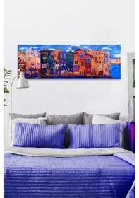 Resim Şehir Yaşam Kasaba Yağlıboya Efektli Dekaratif Kanvas Tablo (7 Farklı Ölçü) 180 x 65 