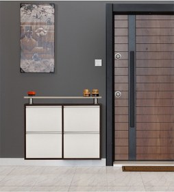 Resim Kaser Metal Krem Kahve Ayakkabılık 2+2 