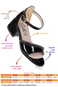 Resim Kiko Kids Elos Rugan Günlük Kız Çocuk 4 Cm Topuklu Sandalet Ayakkabı Siyah 