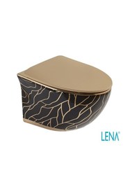 Resim Lena Asma Klozet Kapak Dahil Et-h203as2 Siyah-altın Siyah 