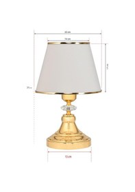 Resim Art Deco Tarz Kristal Taş Süslü Metal Ayak Ve Gold Şeritli Krem Başlık 2'li Abajur Seti İki Adet Krem 