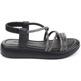 Resim Castle Black 35250 Taş Detaylı Günlük Kadın Sandalet 001 