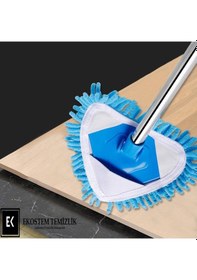 Resim Ekostem Mini Boy Teleskopik Mikrofiber Makarna Uçlu Mavi Mop 